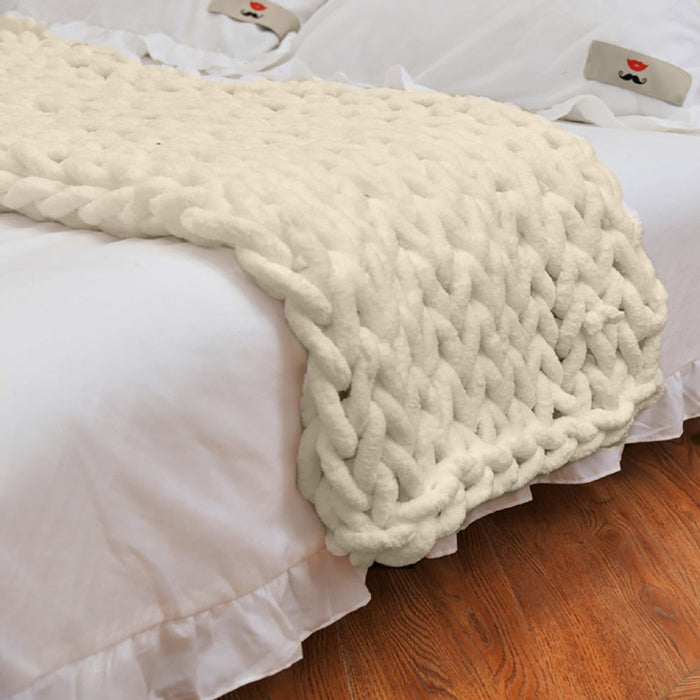 Chenille Chunky Knitted Blanket