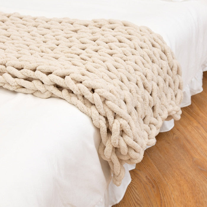 Chenille Chunky Knitted Blanket